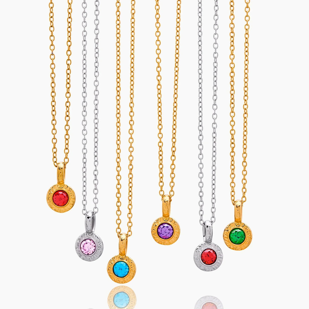 Crushed Birthstone Pendant Necklace